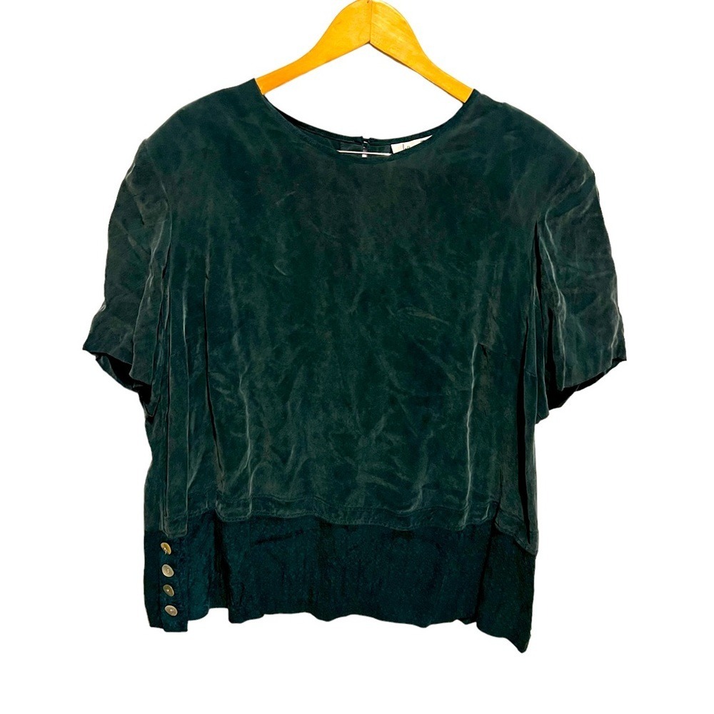 Jeffrey & Dara Vintage Shirt Blouse womens size 22 green buttons shoulder pads